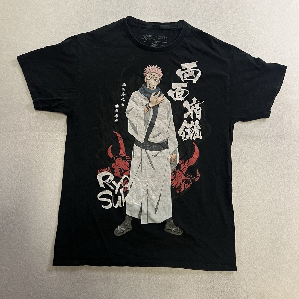 Jujutsu Kaisen Ryomen Sukuna T-Shirt Men's Size Medium Cotton Black Anime Tee